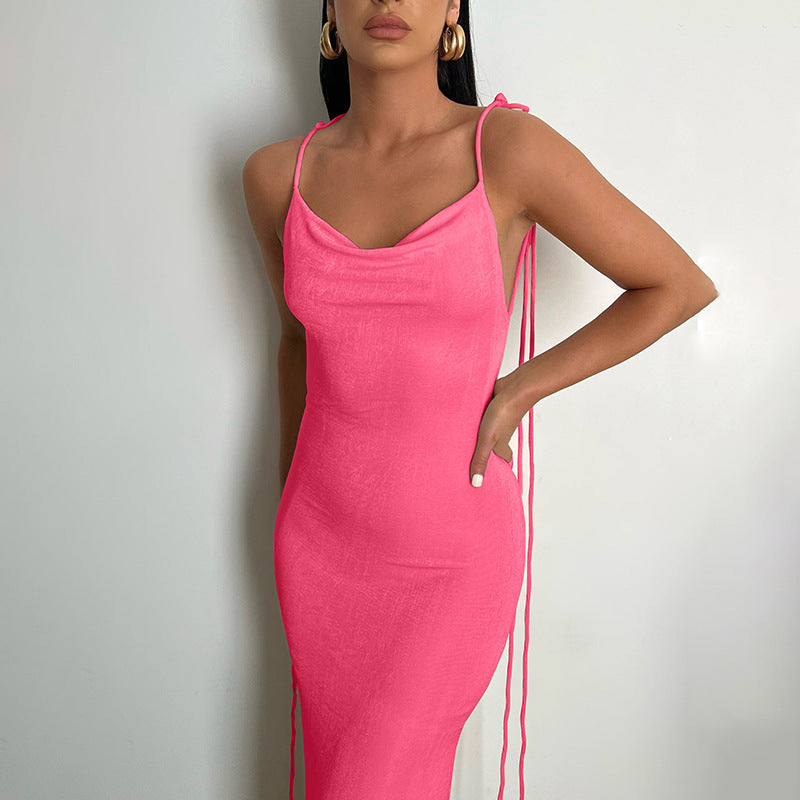 LADIES LOW BACK DRESS 16 DIFFERENT COLOURS (SIZE S - L)