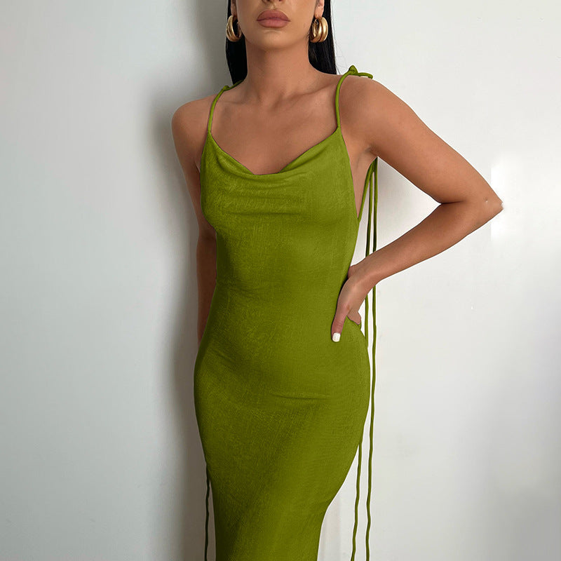 LADIES LOW BACK DRESS 16 DIFFERENT COLOURS (SIZE S - L)