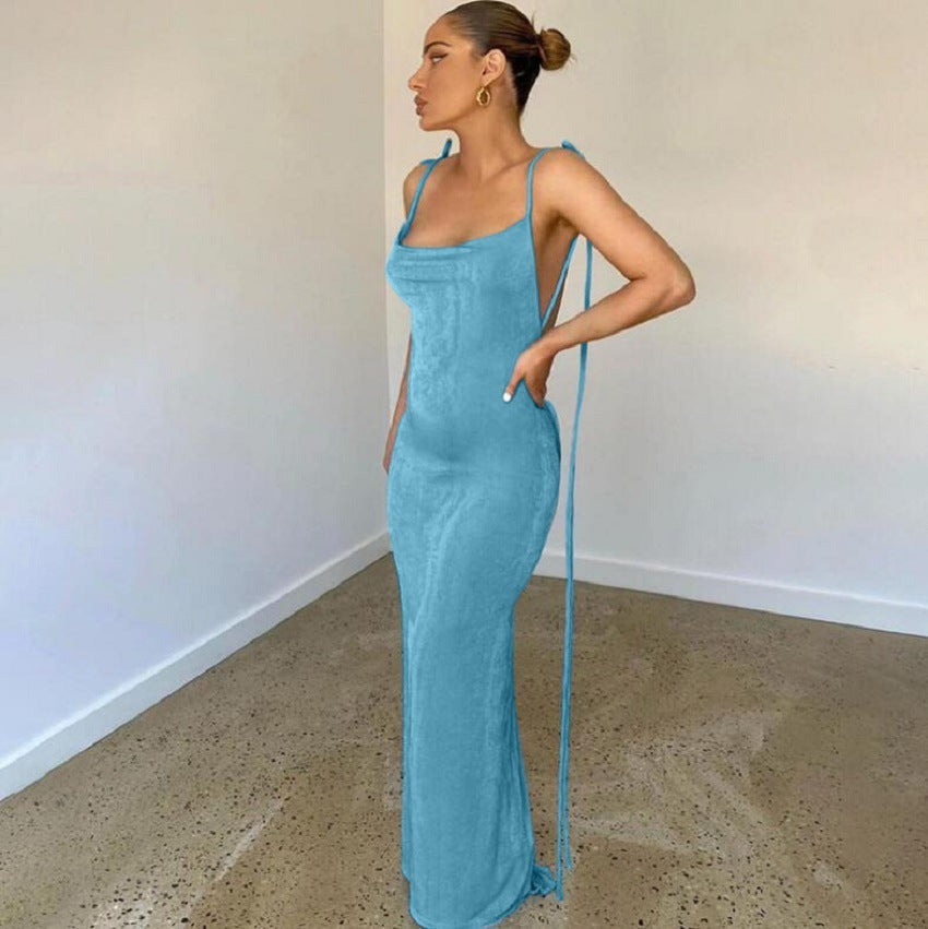 LADIES LOW BACK DRESS 16 DIFFERENT COLOURS (SIZE S - L)