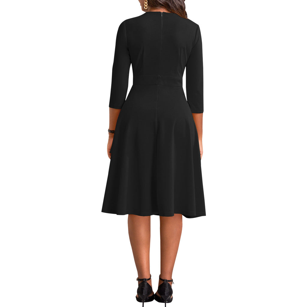 LADIES DRESS BLACK / BLUE / MUSTARD YELLOW (SIZE S - 2XL)