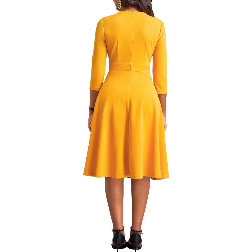 LADIES DRESS BLACK / BLUE / MUSTARD YELLOW (SIZE S - 2XL)