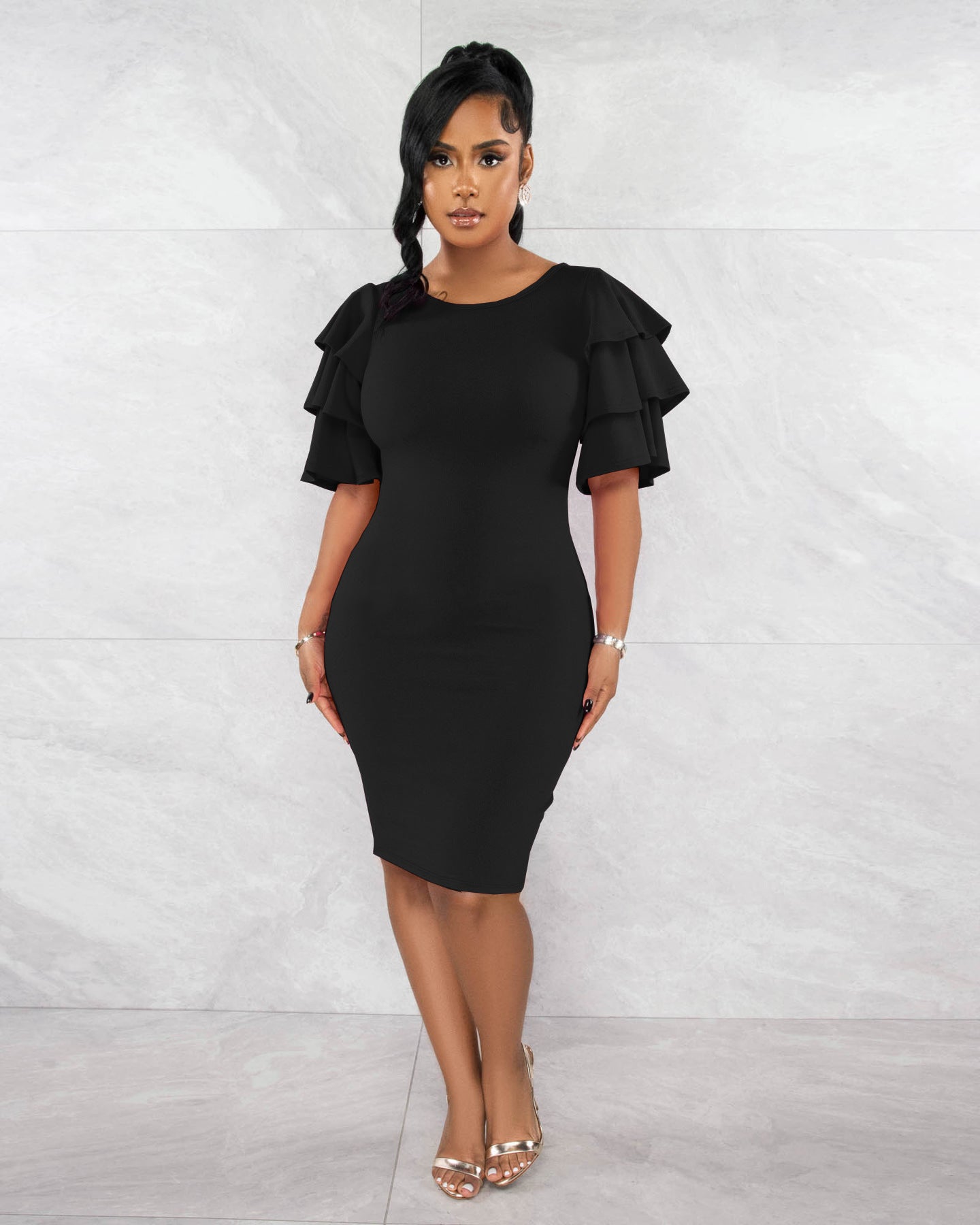 LADIES DRESS BLACK / BLUE / PINK (SIZE S - 2XL)