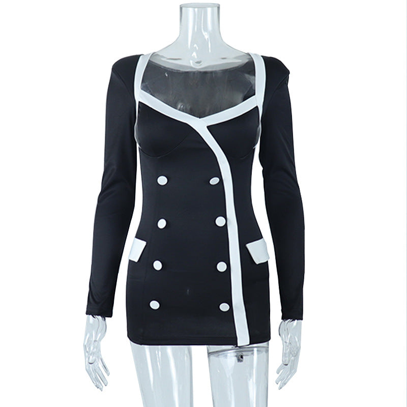 LADIES LONG SLEEVE MINI DRESS BLACK (SIZE S - L)