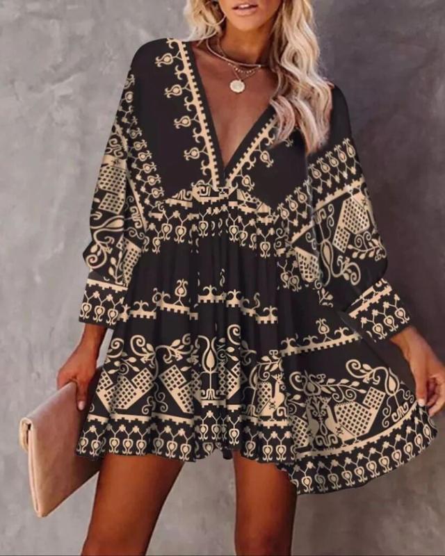 LADIES LONG SLEEVE DRESS BLACK (SIZE S - 2XL)