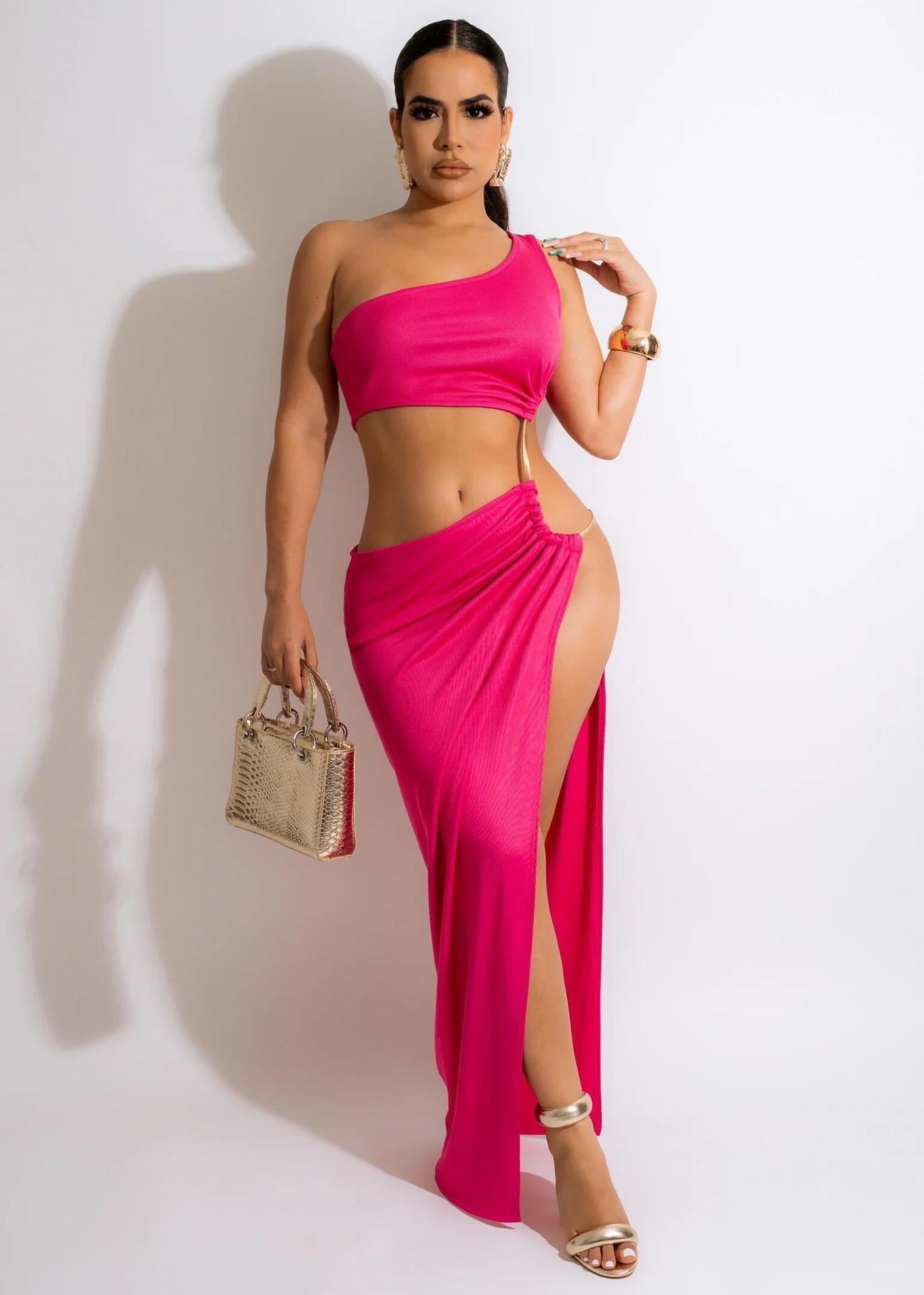 LADIES CUT OUT DRESS PINK / BLACK / TURQUOISE BLUE (SIZE - 2XL)