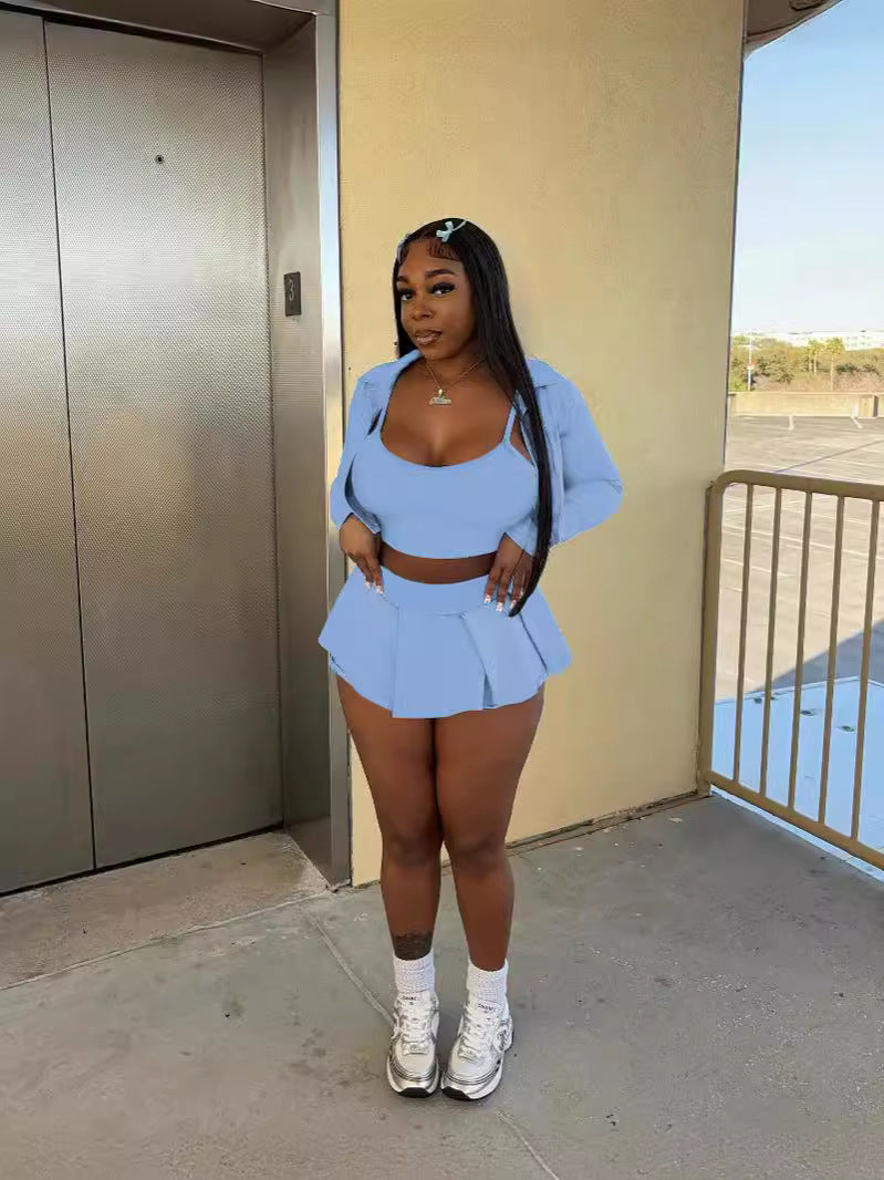 LADIES 3 PIECE SKIRT SET BLUE / PINK / BLACK (SIZE S - XL)