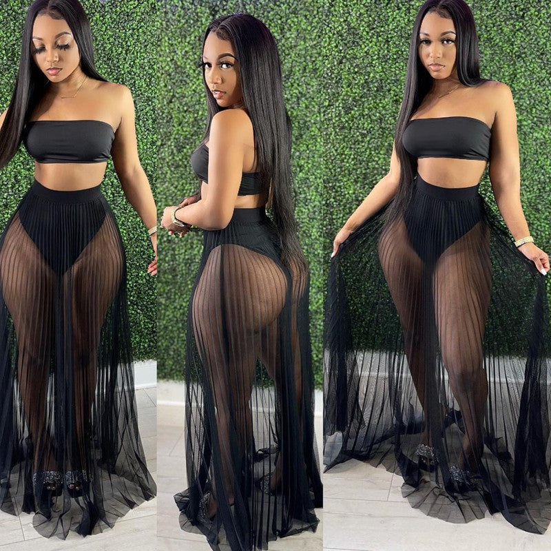 LADIES 3 PIECE SKIRT SET WHITE / ORANGE / BLACK / PINK (SIZE S - 2XL)