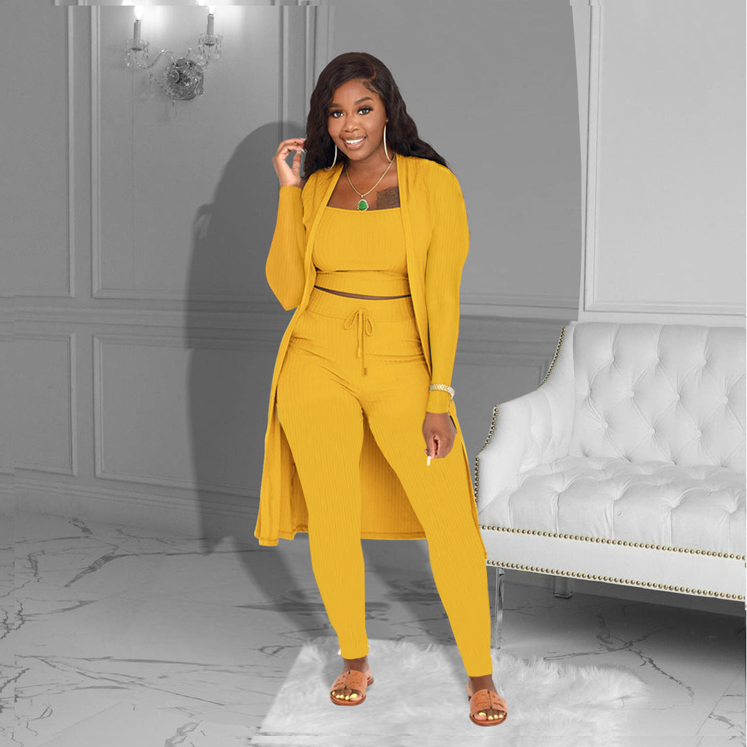 LADIES 3 PIECE PANTS SET WHITE / PINK / YELLOW / ORANGE / BLACK / WINE RED / GREEN / LIGHT TURQUOISE GREEN (SIZE S - 3XL)