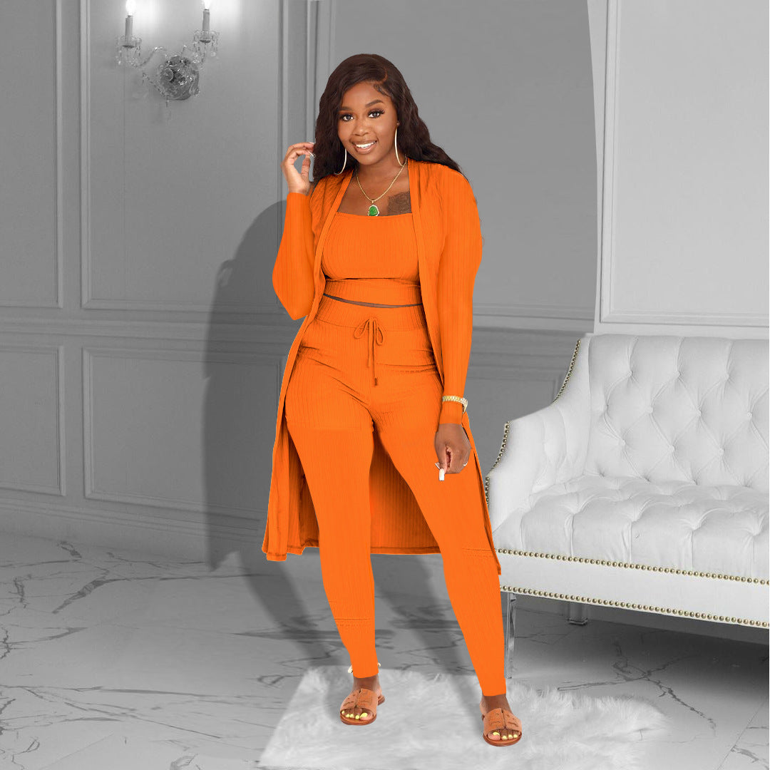 LADIES 3 PIECE PANTS SET WHITE / PINK / YELLOW / ORANGE / BLACK / WINE RED / GREEN / LIGHT TURQUOISE GREEN (SIZE S - 3XL)