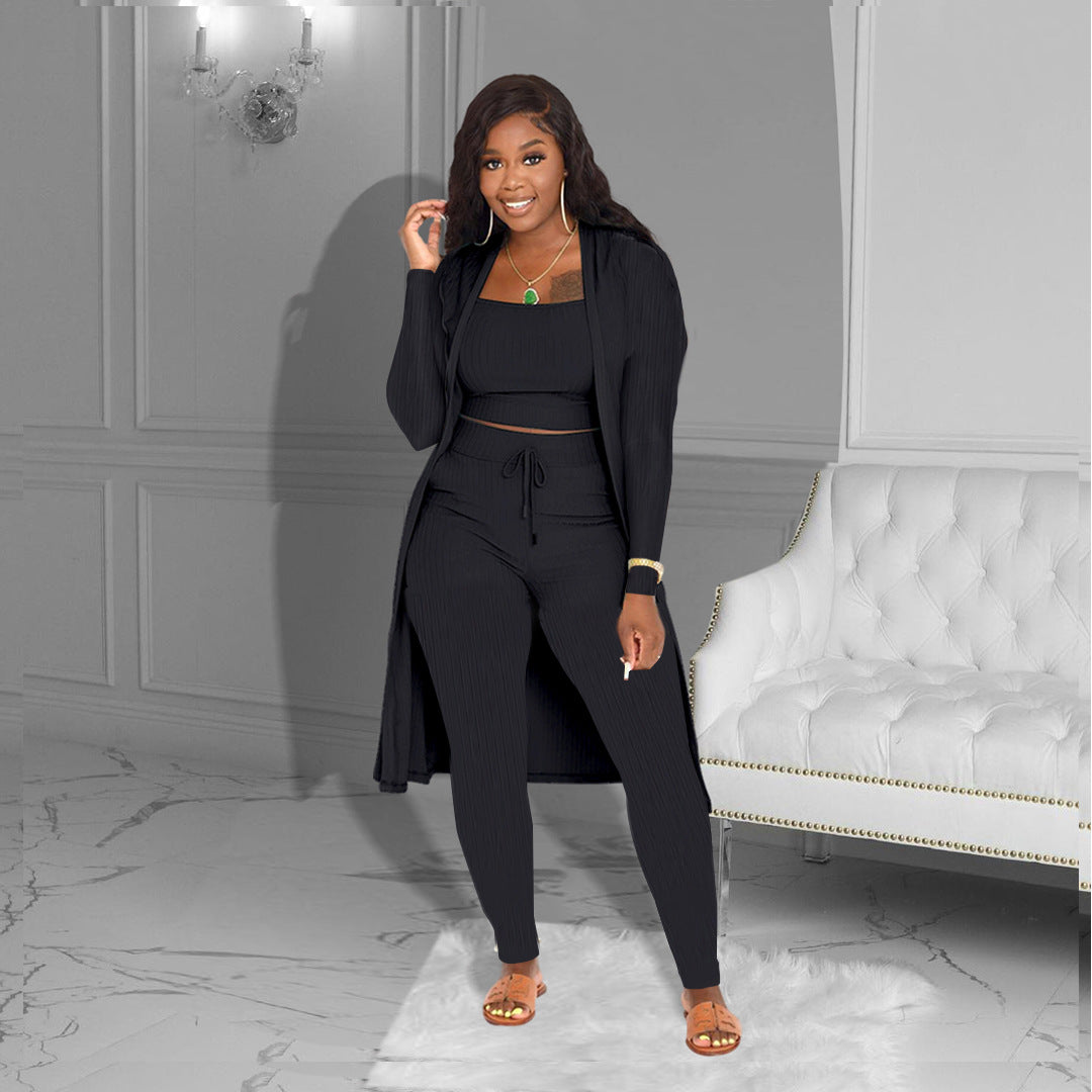 LADIES 3 PIECE PANTS SET WHITE / PINK / YELLOW / ORANGE / BLACK / WINE RED / GREEN / LIGHT TURQUOISE GREEN (SIZE S - 3XL)