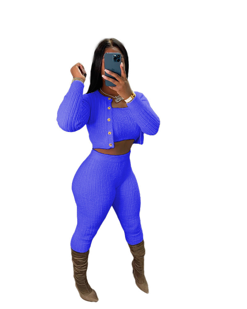 LADIES 3 PIECE PANTS SET 7 COLOURS (SIZE S - 2XL)