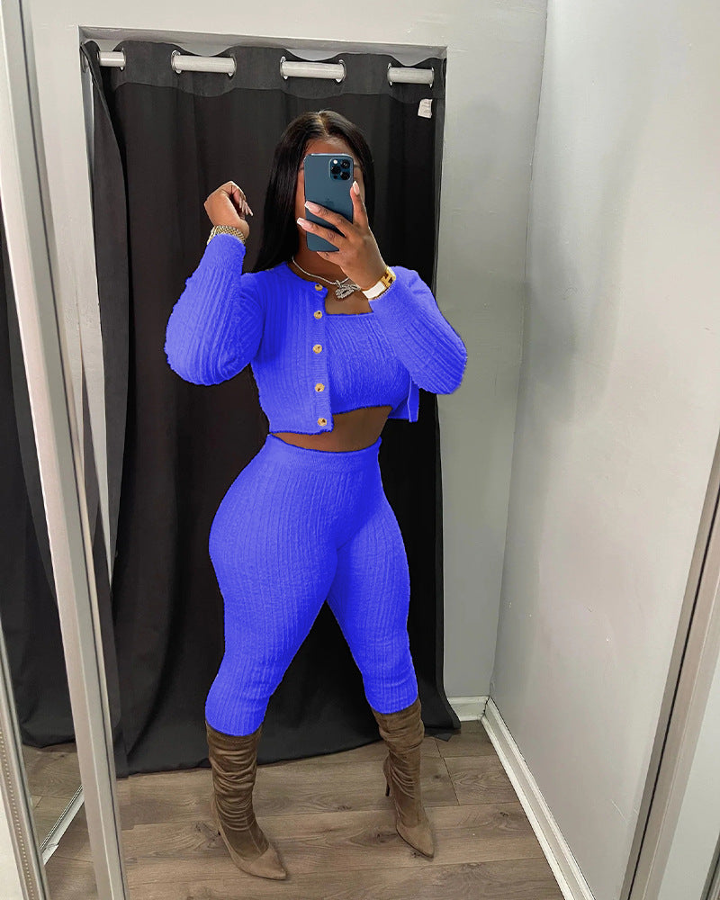 LADIES 3 PIECE PANTS SET 7 COLOURS (SIZE S - 2XL)