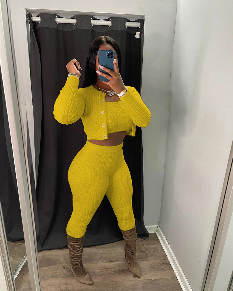 LADIES 3 PIECE PANTS SET 7 COLOURS (SIZE S - 2XL)