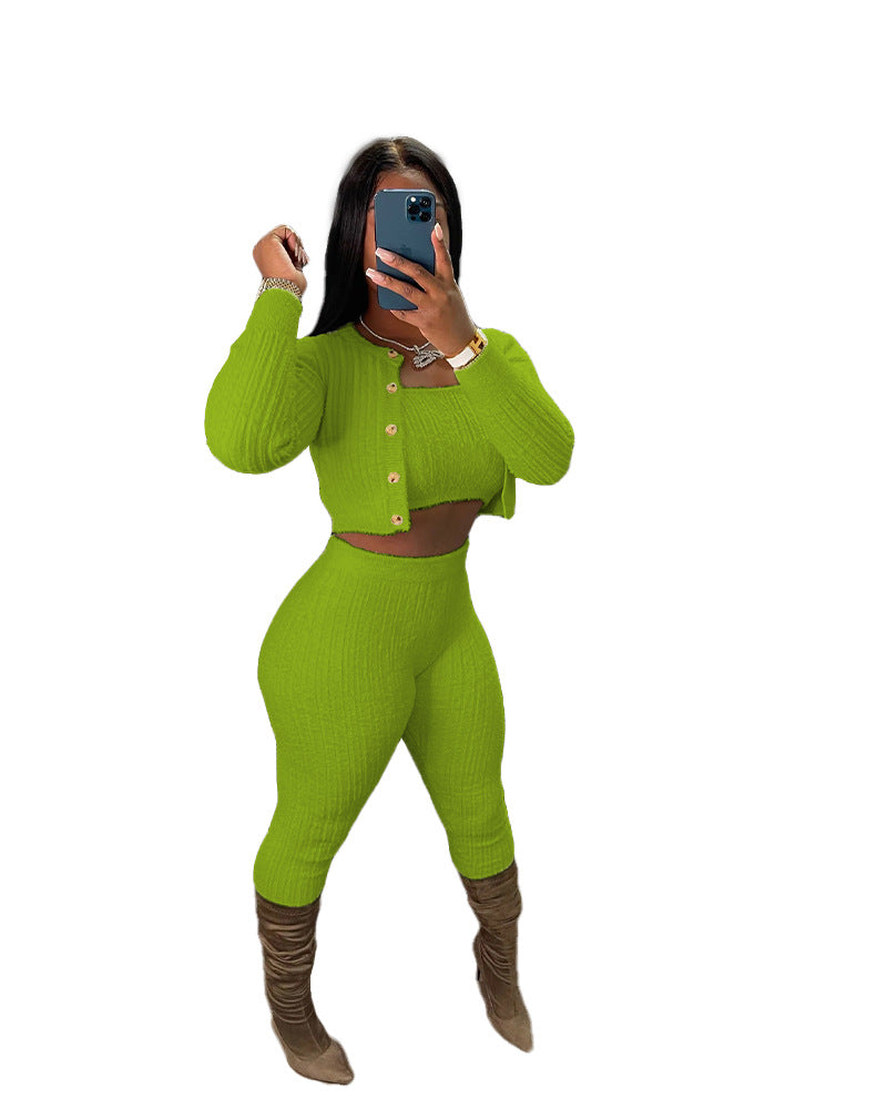 LADIES 3 PIECE PANTS SET 7 COLOURS (SIZE S - 2XL)