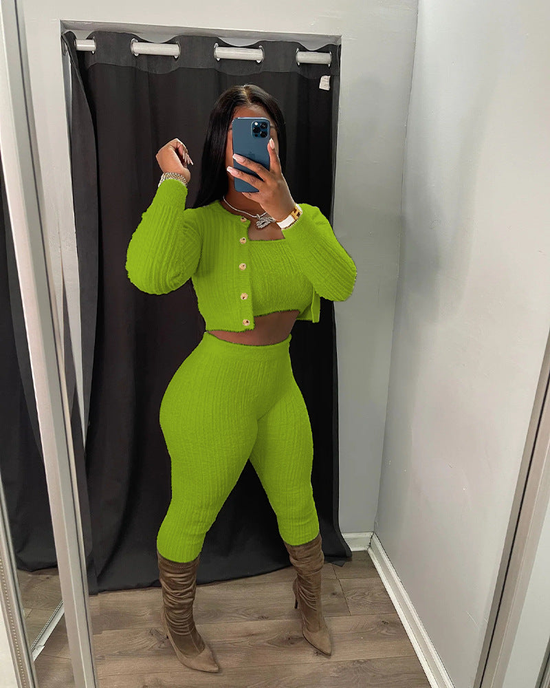 LADIES 3 PIECE PANTS SET 7 COLOURS (SIZE S - 2XL)