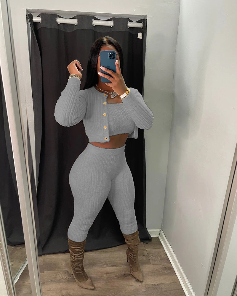 LADIES 3 PIECE PANTS SET 7 COLOURS (SIZE S - 2XL)
