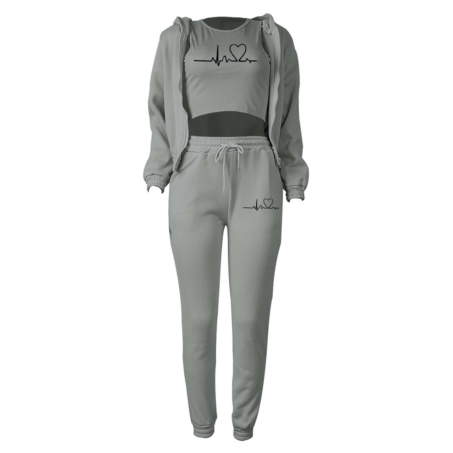 LADIES 3 PIECE HOODY & PANTS SET 10 COLOURS (SIZE S - 2XL)