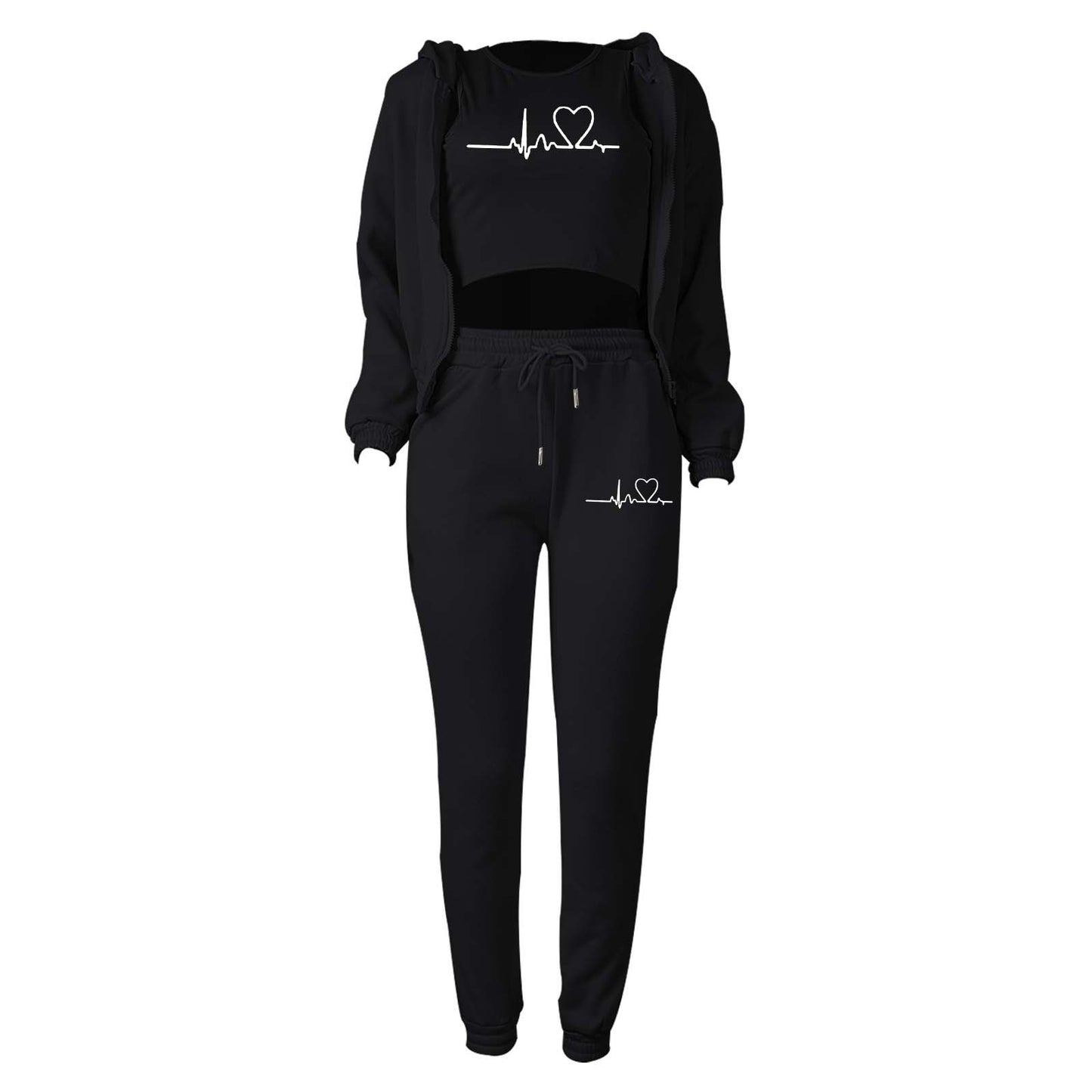 LADIES 3 PIECE HOODY & PANTS SET 10 COLOURS (SIZE S - 2XL)
