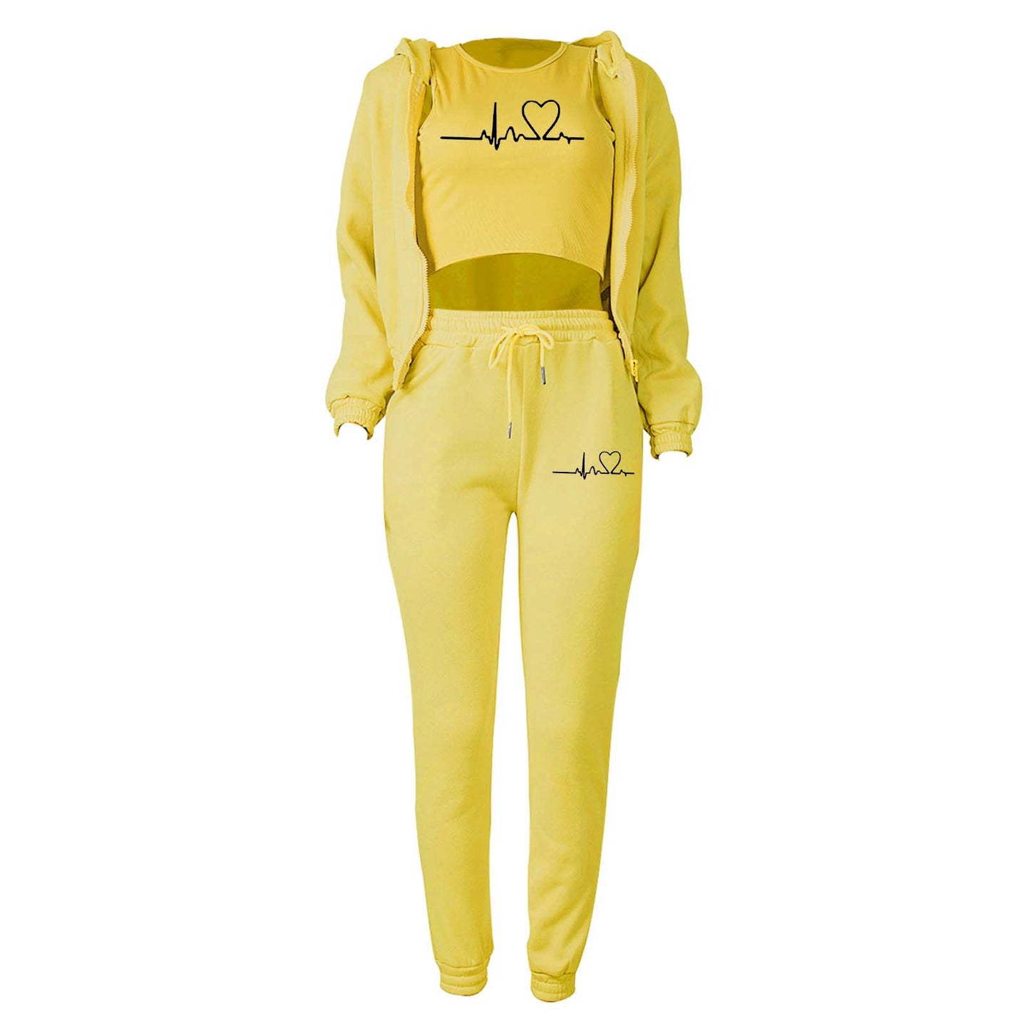 LADIES 3 PIECE HOODY & PANTS SET 10 COLOURS (SIZE S - 2XL)