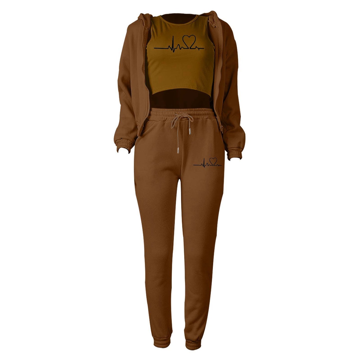 LADIES 3 PIECE HOODY & PANTS SET 10 COLOURS (SIZE S - 2XL)