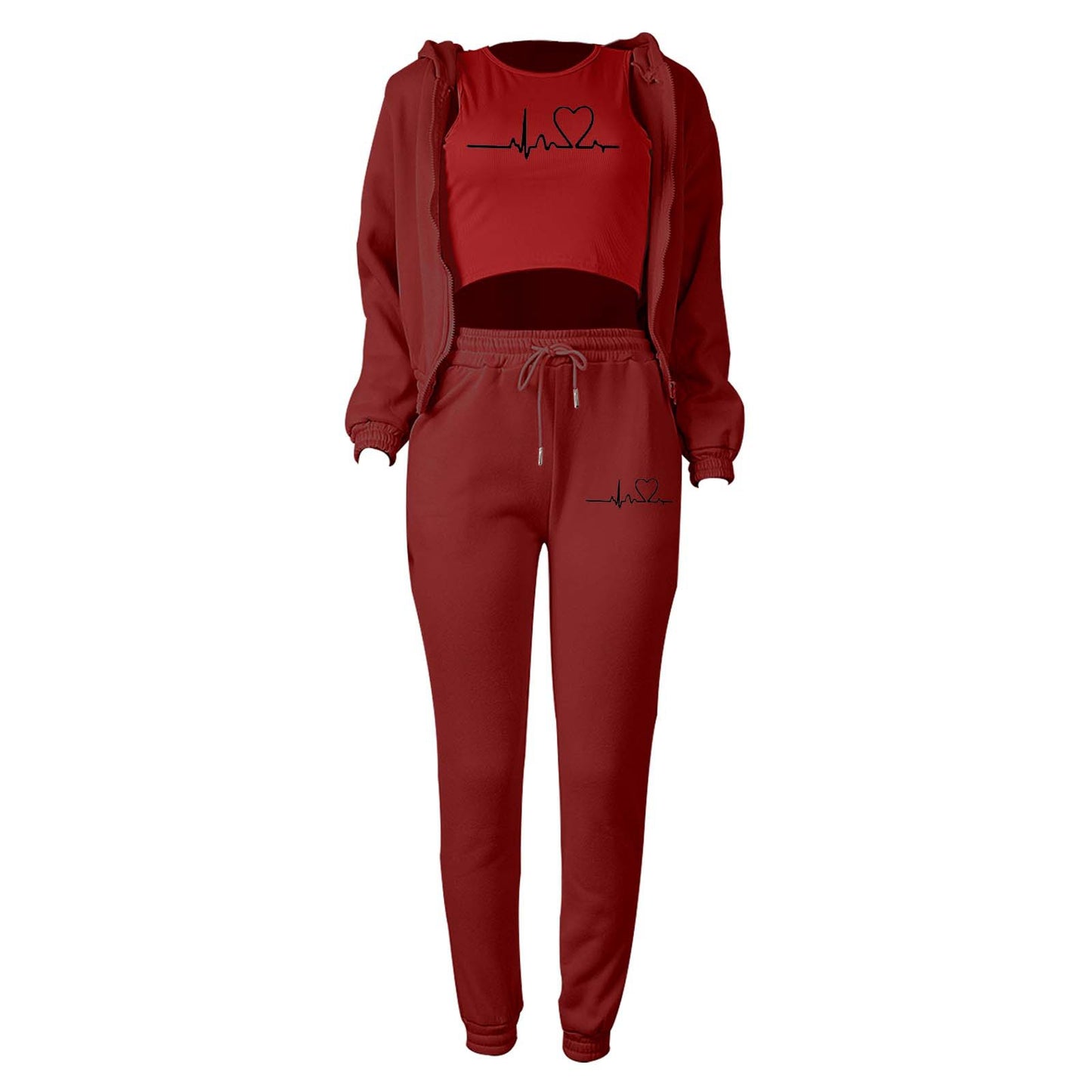 LADIES 3 PIECE HOODY & PANTS SET 10 COLOURS (SIZE S - 2XL)
