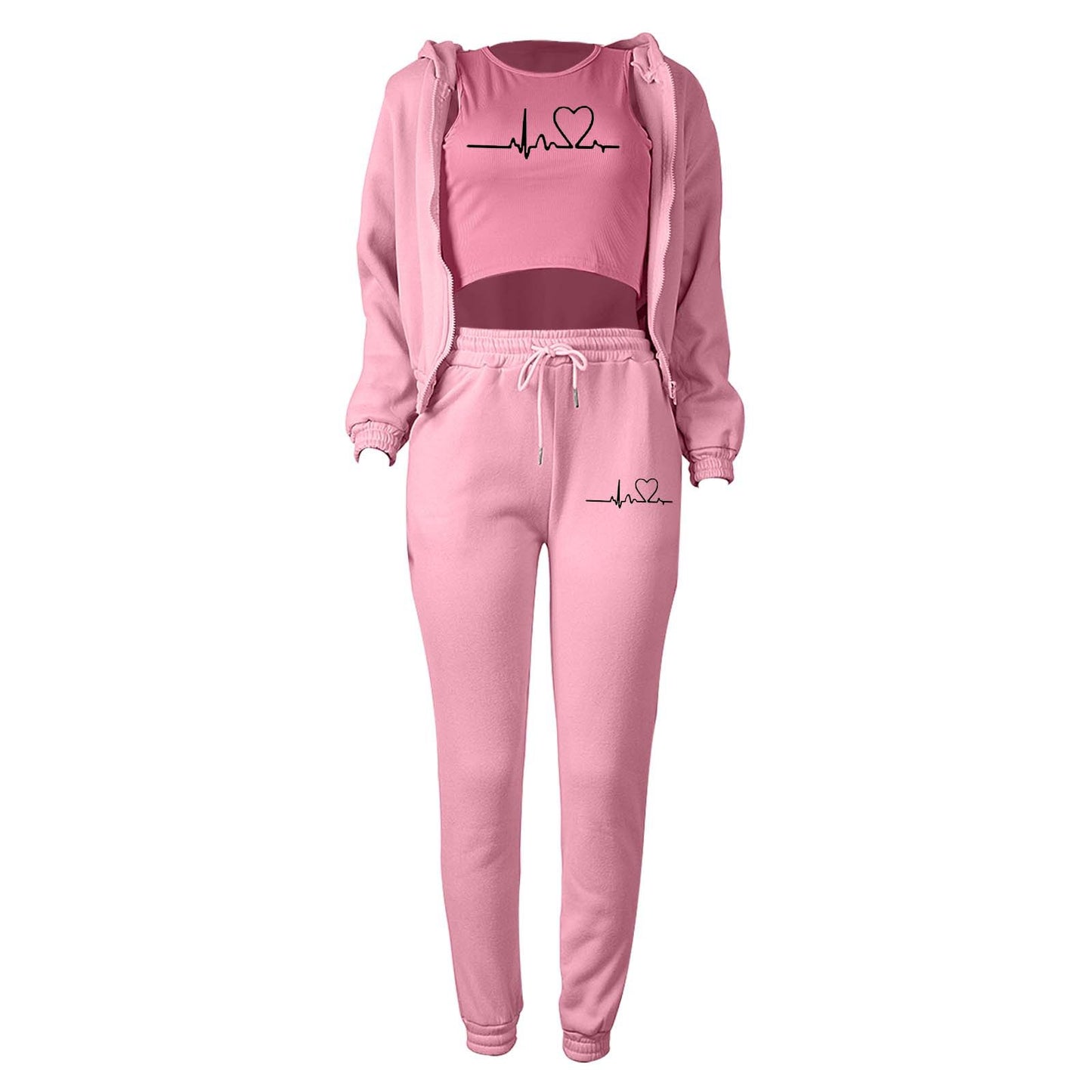 LADIES 3 PIECE HOODY & PANTS SET 10 COLOURS (SIZE S - 2XL)