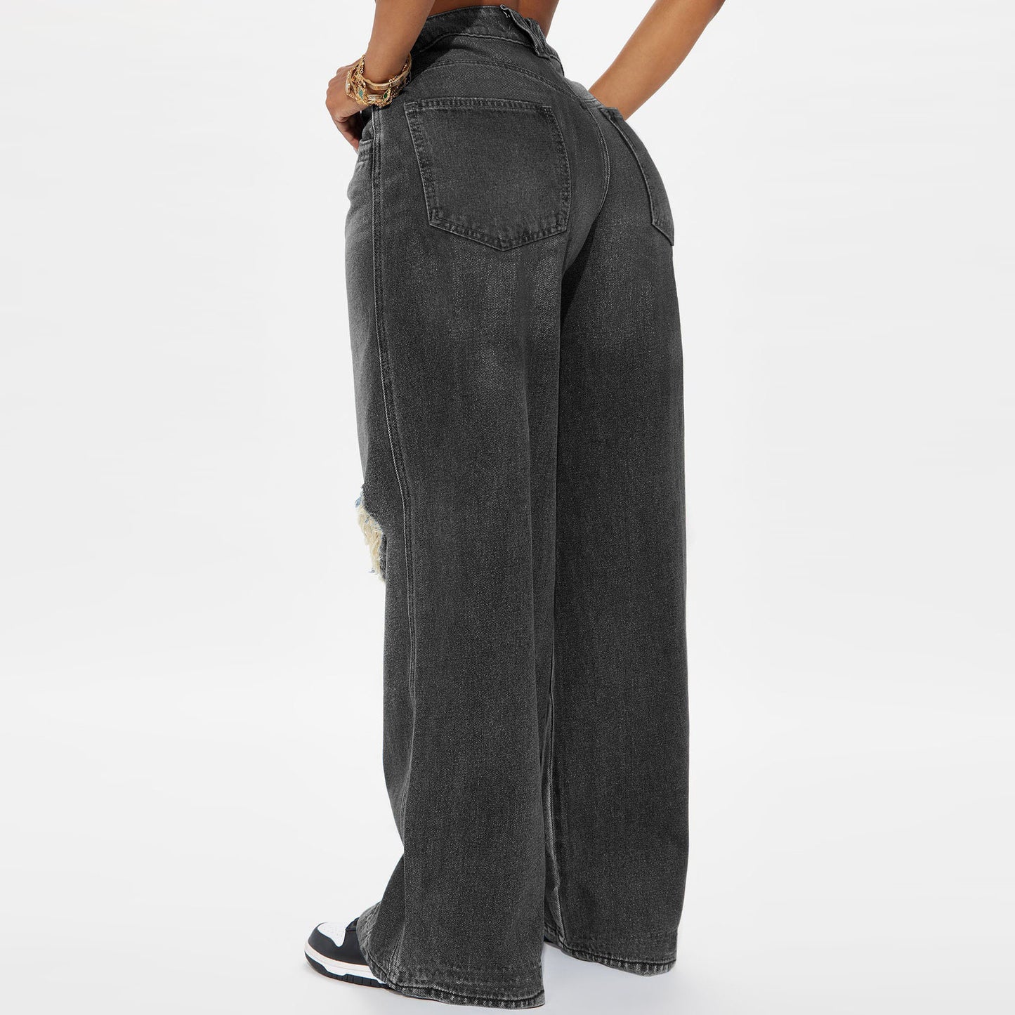 LADIES WIDE LEG JEANS LIGHT BLUE / BLACK / DARK BLUE (SIZE S - 3XL)