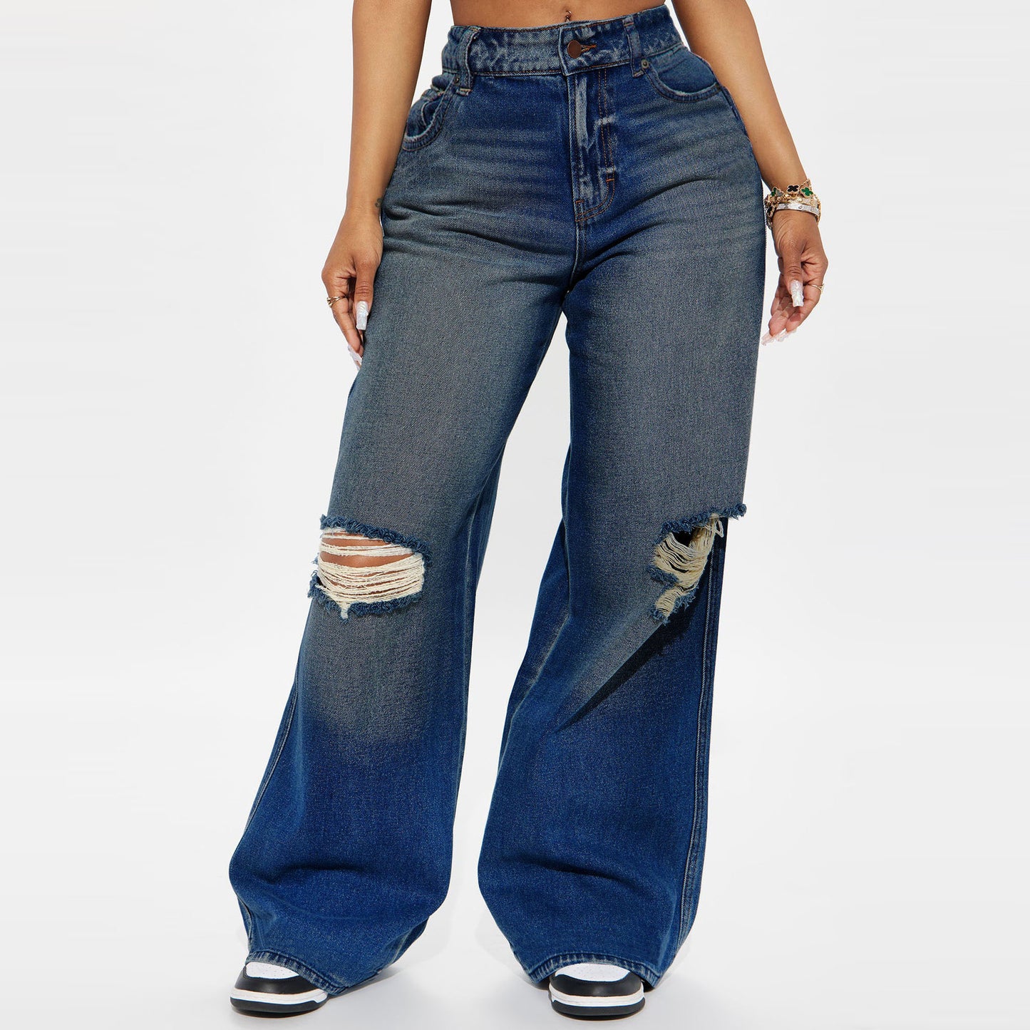 LADIES WIDE LEG JEANS LIGHT BLUE / BLACK / DARK BLUE (SIZE S - 3XL)