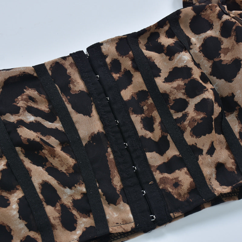 LADIES LEOPARD PRINT CROP TOP (SIZE S - L)