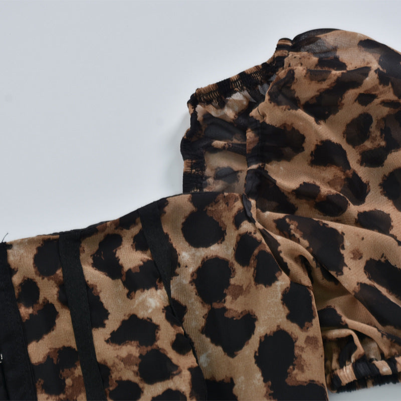 LADIES LEOPARD PRINT CROP TOP (SIZE S - L)