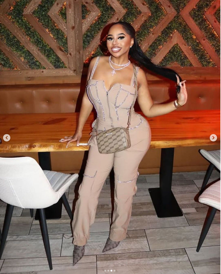 LADIES ONE PIECE JUMPSUIT KHAKI / LIGHT KHAKI (SIZE S - 4XL)