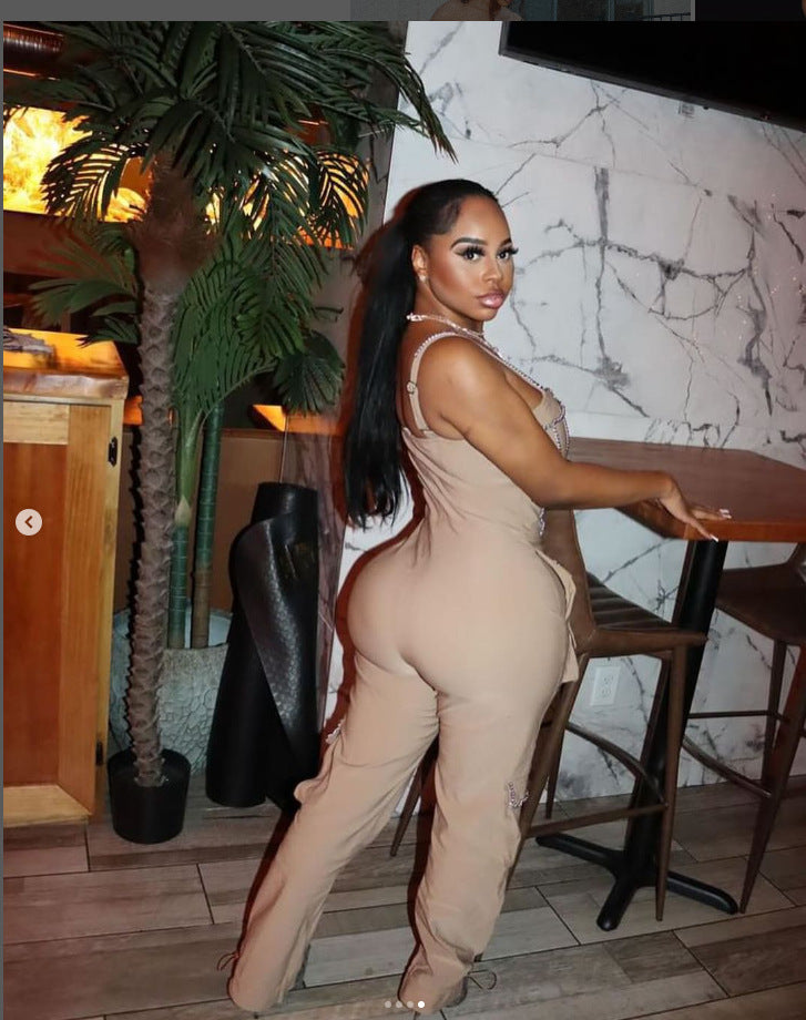 LADIES ONE PIECE JUMPSUIT KHAKI / LIGHT KHAKI (SIZE S - 4XL)