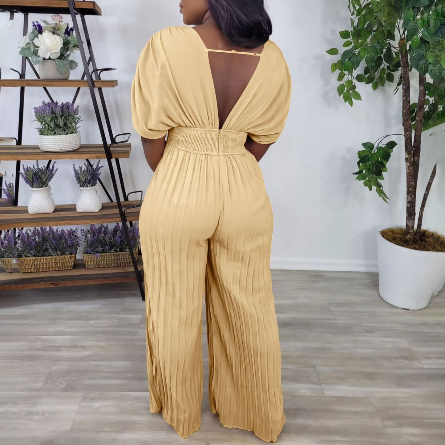 LADIES ONE PIECE JUMPSUIT MUSTARD YELLOW / PINK / KHAKI BEIGE (SIZE S - 3XL)