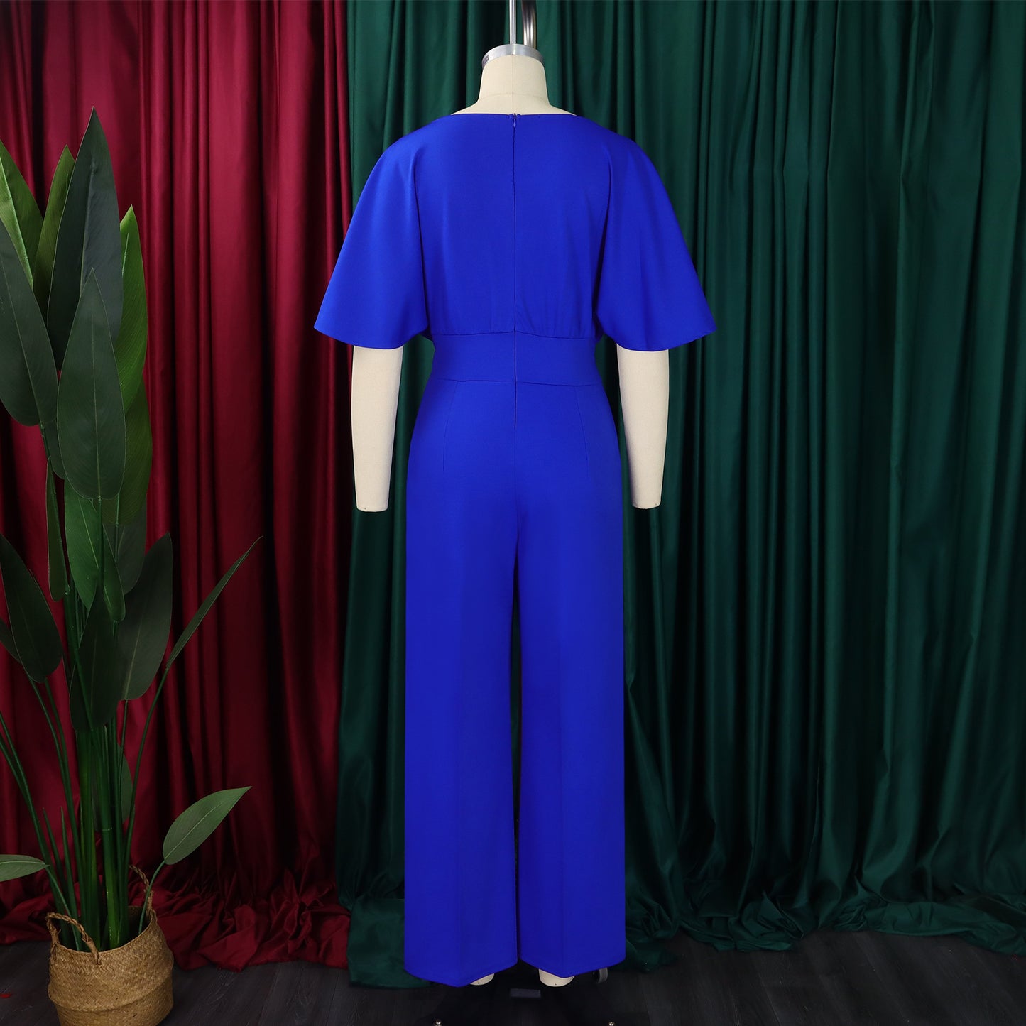 LADIES ONE PIECE WIDE LEG JUMPSUIT PINK / BLUE / GREEN / BLACK / RED (SIZE S - 3XL)