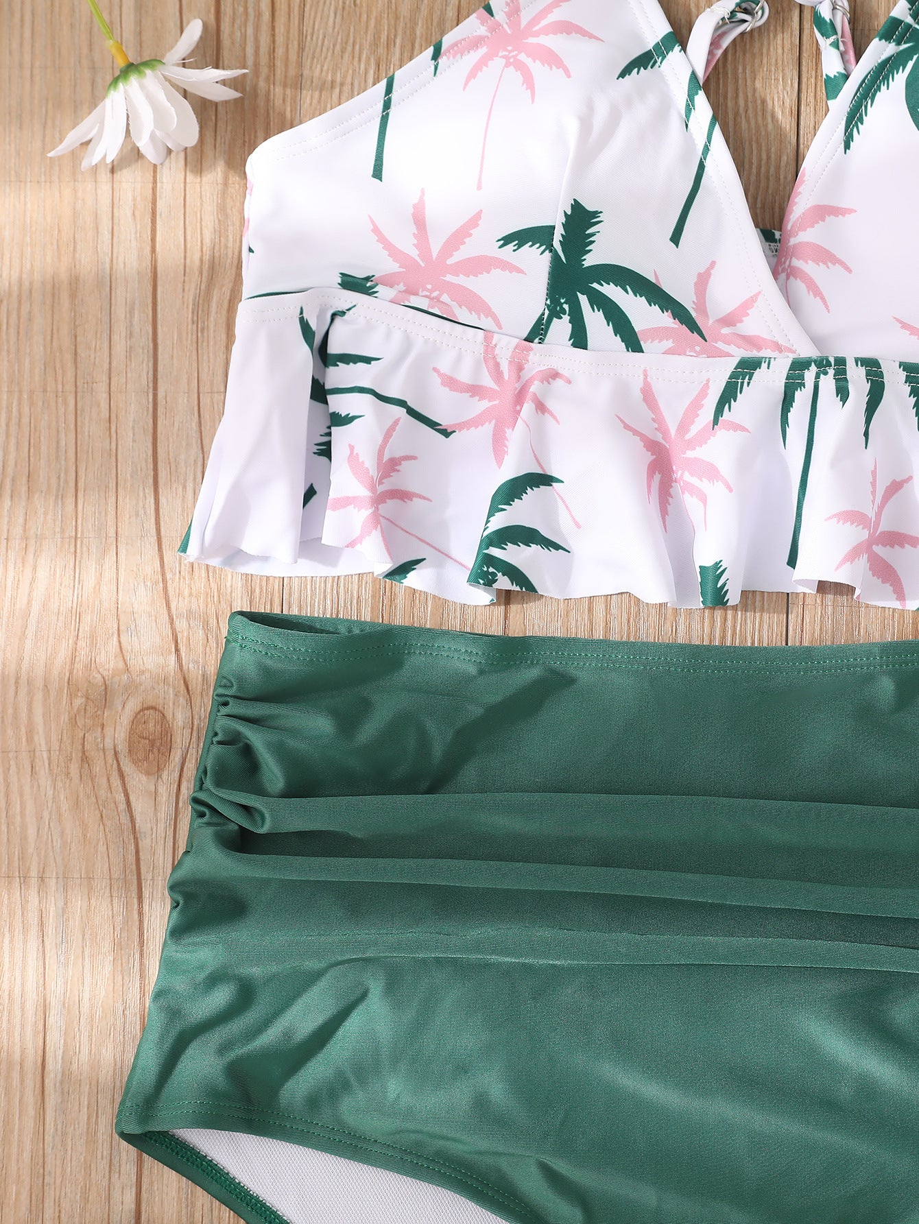 LADIES HIGH WAIST TWO PIECE BIKINI SWIMWEAR (SIZE S - XL)