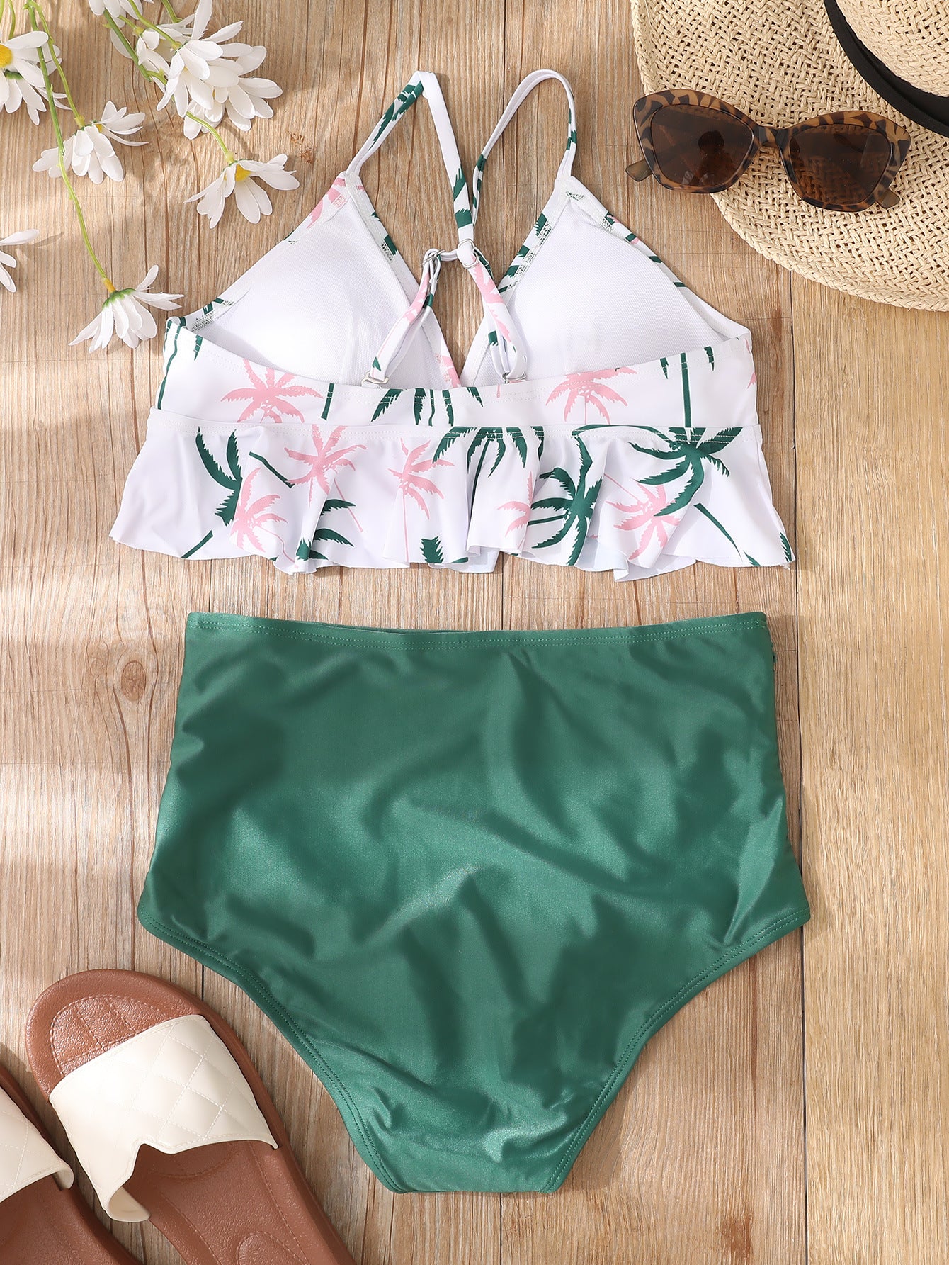 LADIES HIGH WAIST TWO PIECE BIKINI SWIMWEAR (SIZE S - XL)