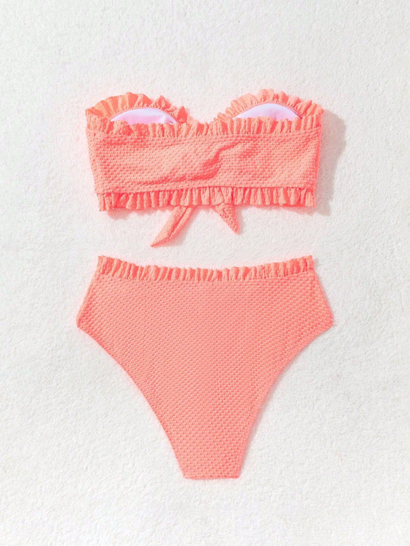 LADIES STRAPLESS TWO PIECE SWIMSUIT BIKINI SWIMWEAR BLACK / PINK ORANGE (SIZE S - XL)
