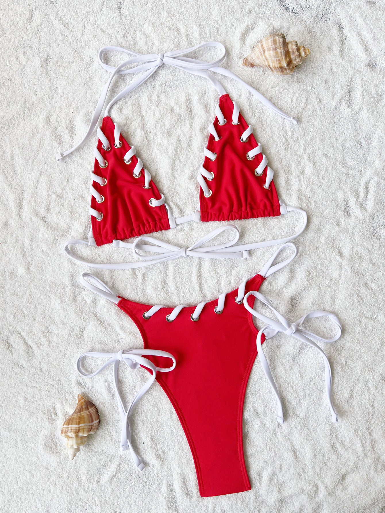 LADIES TWO PIECE BIKINI SWIMWEAR RED (SIZE S - XL)