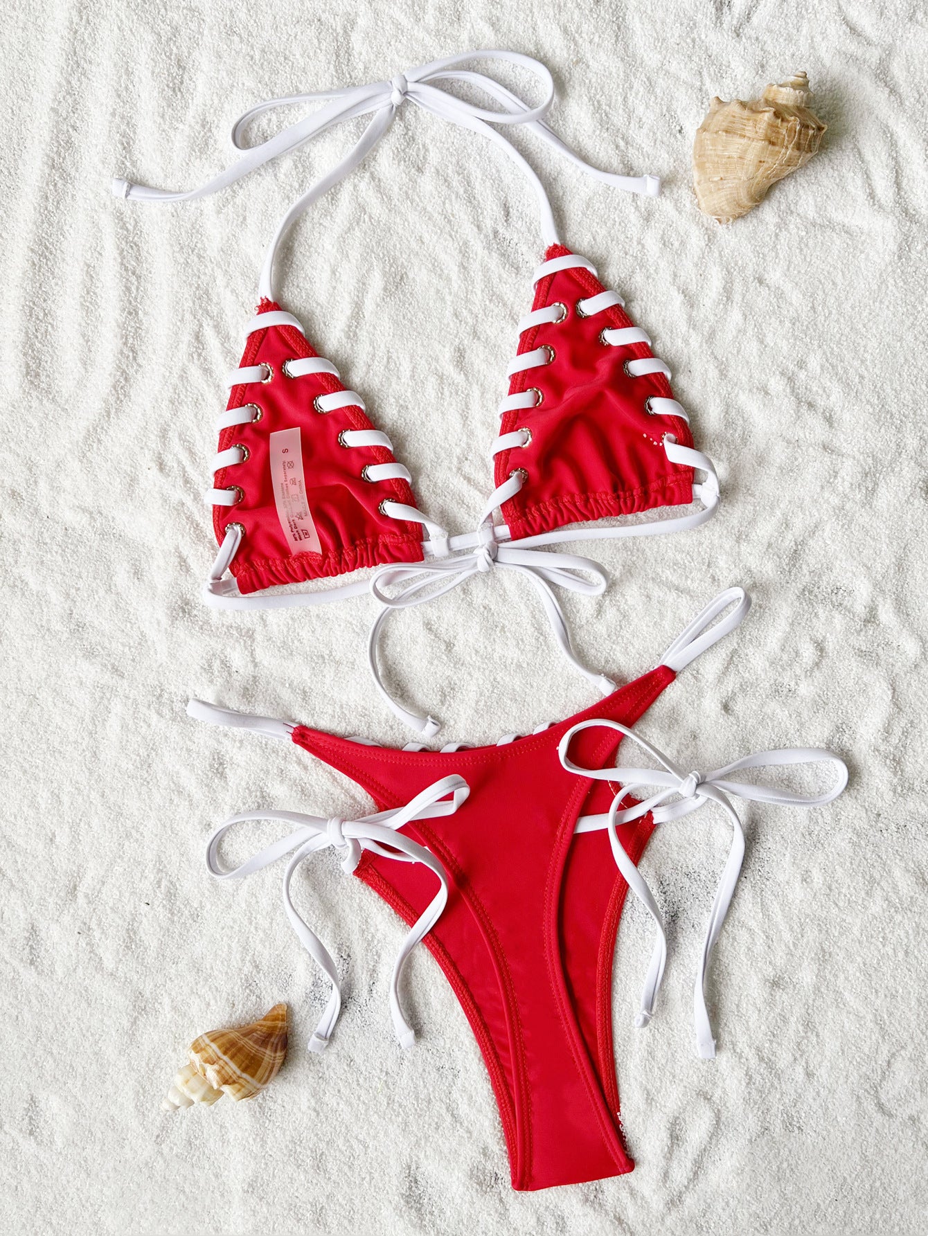 LADIES TWO PIECE BIKINI SWIMWEAR RED (SIZE S - XL)