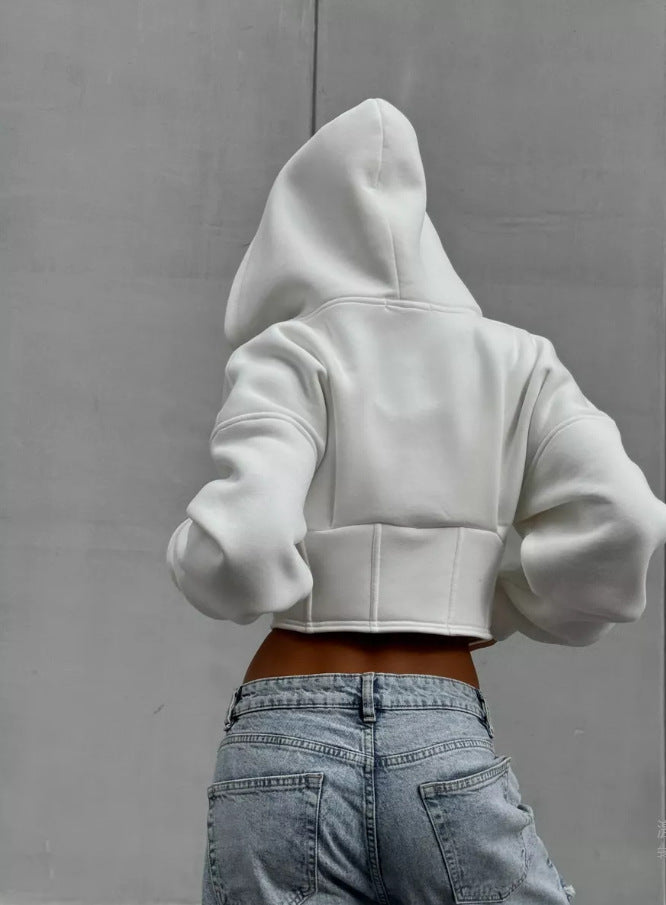 LADIES HOODED JACKET WHITE (SIZE S - L)