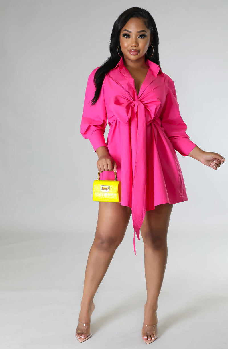 LADIES LONG SLEEVE SHIRT DRESS PINK / ORANGE / WHITE (SIZE S - 2XL)