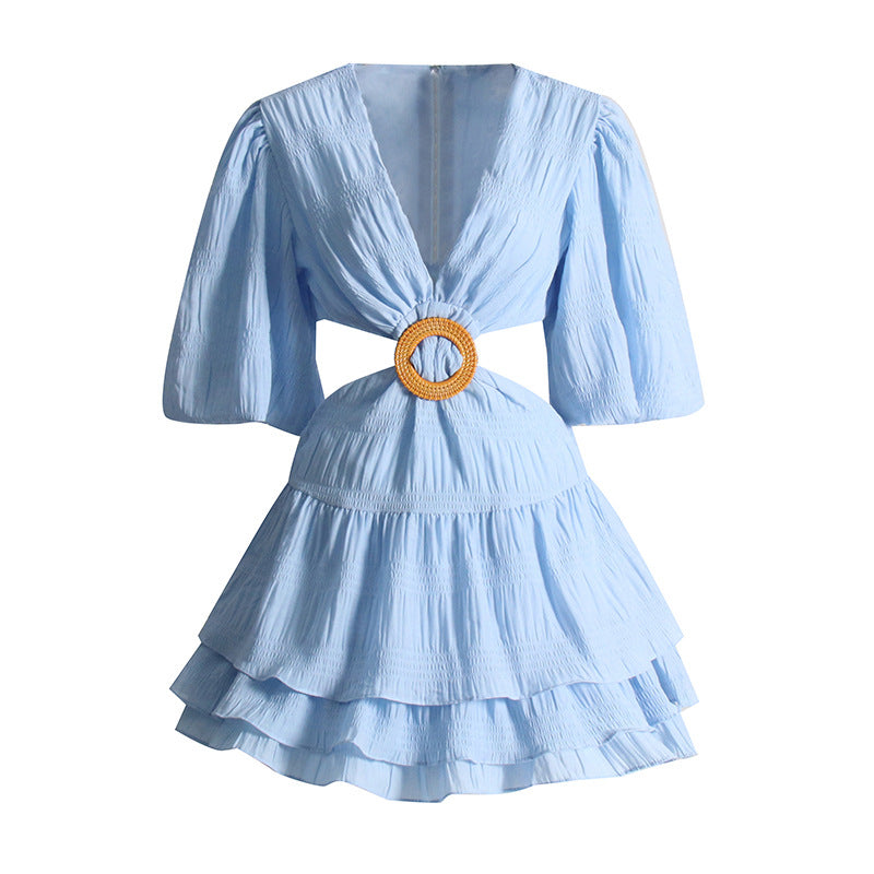 LADIES CUT OUT SIDES SHORT MINI DRESS WHITE / LIGHT BLUE / LIGHT PURPLE (SIZE S - L)