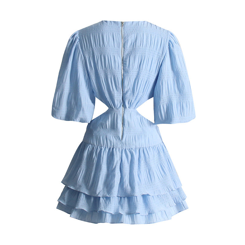 LADIES CUT OUT SIDES SHORT MINI DRESS WHITE / LIGHT BLUE / LIGHT PURPLE (SIZE S - L)