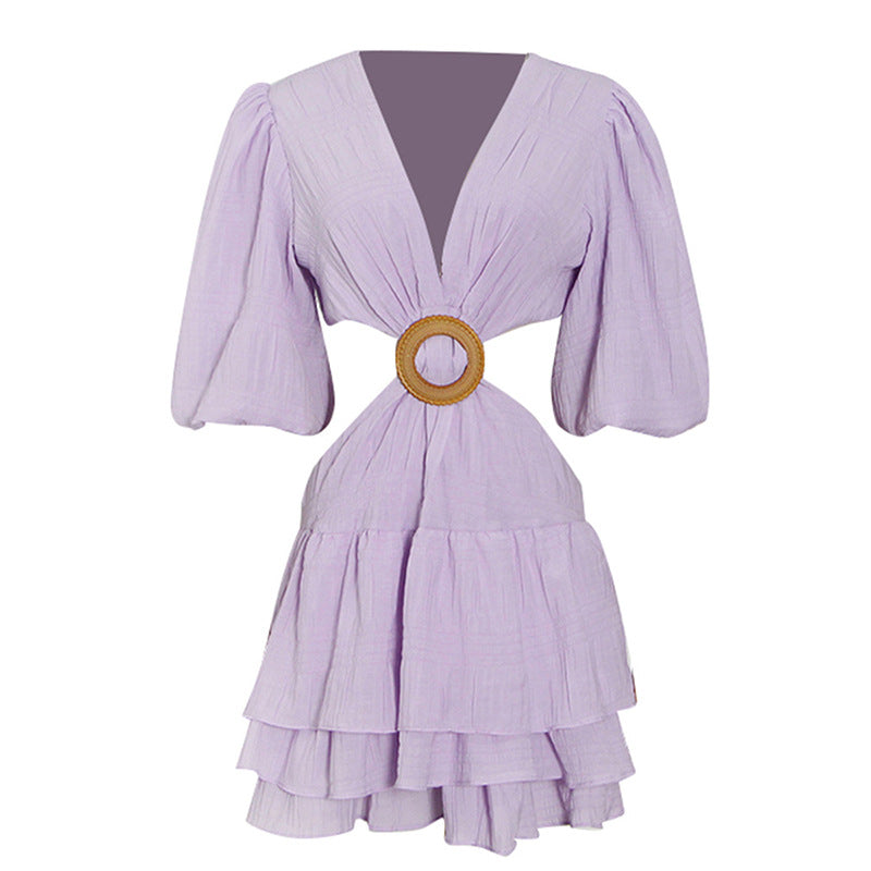 LADIES CUT OUT SIDES SHORT MINI DRESS WHITE / LIGHT BLUE / LIGHT PURPLE (SIZE S - L)