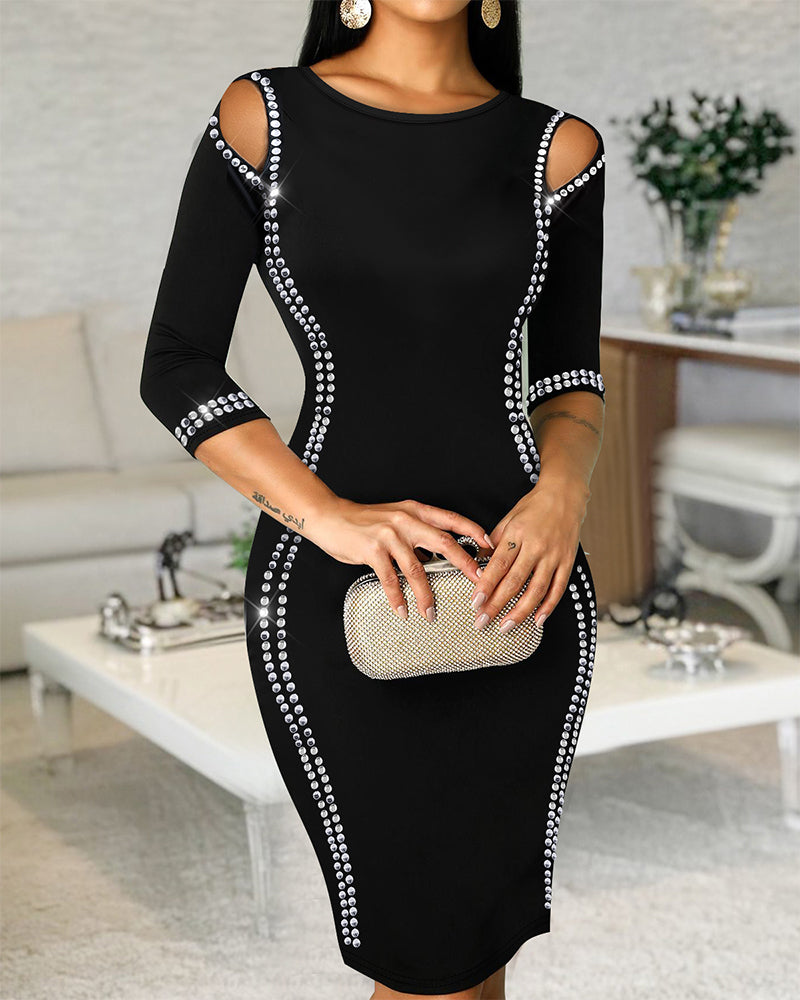 LADIES CUT OUT SHOULDER DRESS BLACK (SIZE S - XL)