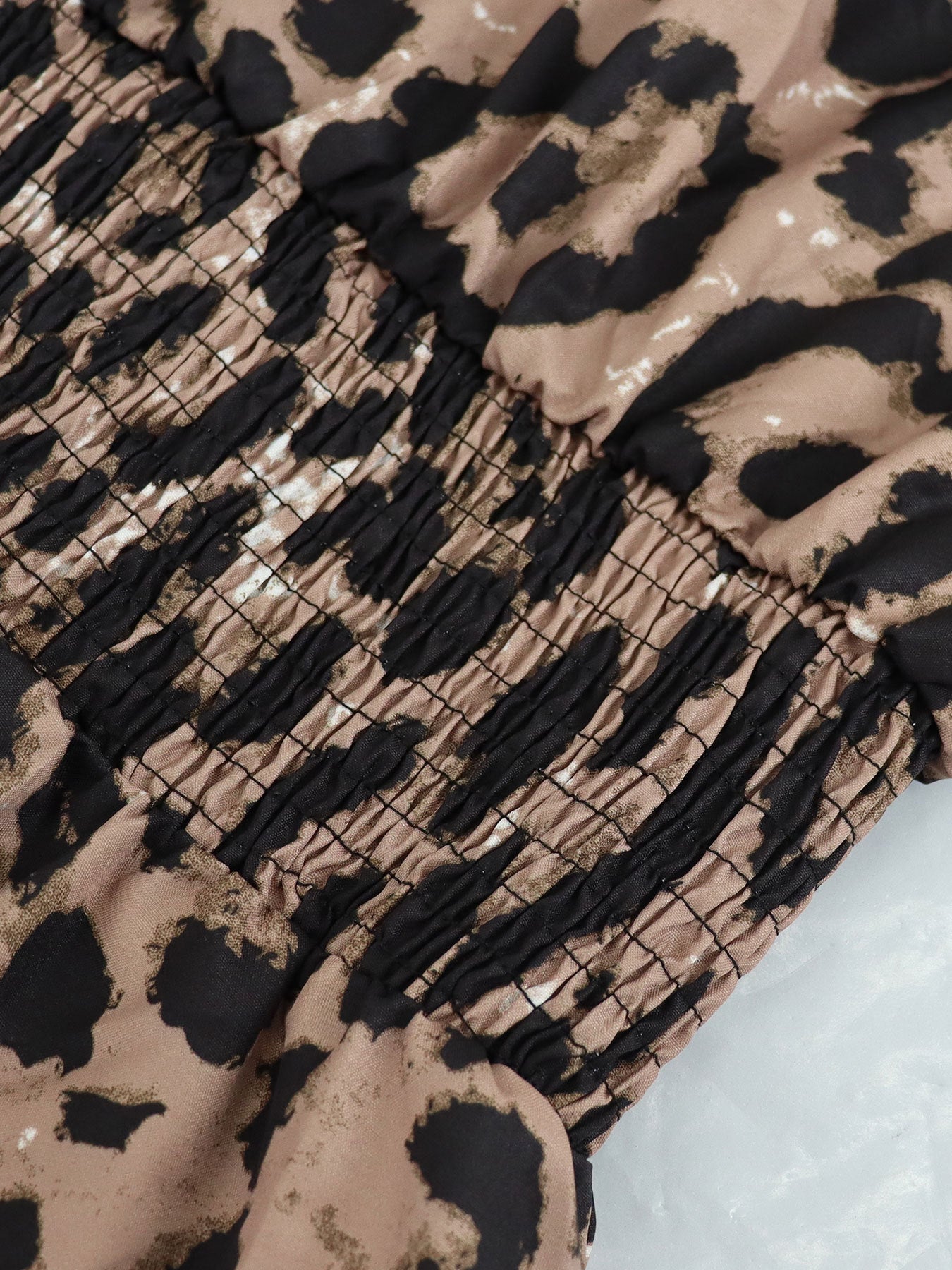 LADIES SHORT SLEEVE LEOPARD PRINT DRESS LEOPARD PRINT (SIZE S - 2XL)