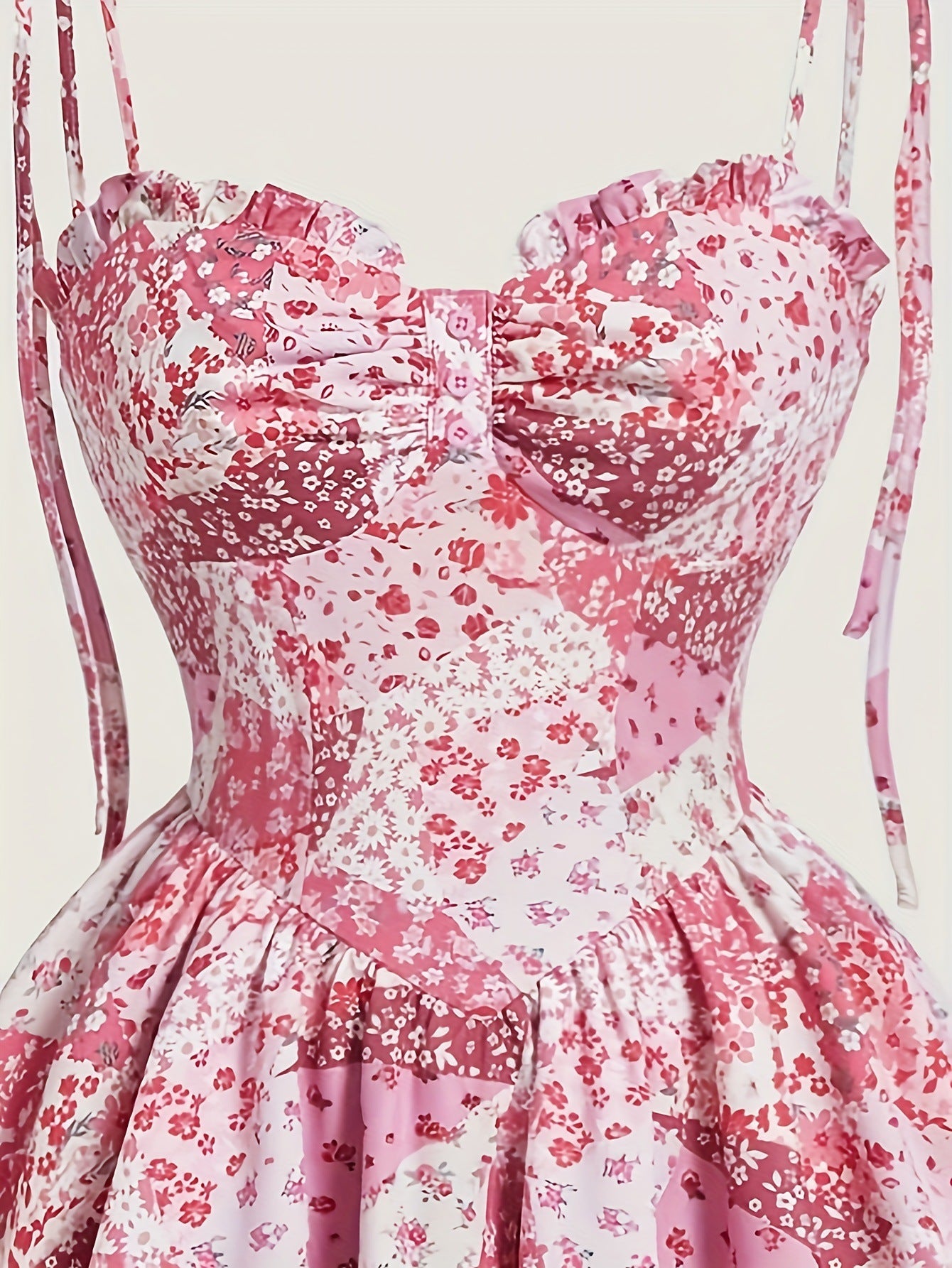 LADIES FLORAL DRESS WITH RUFFLES PINK (SIZE S - XL)