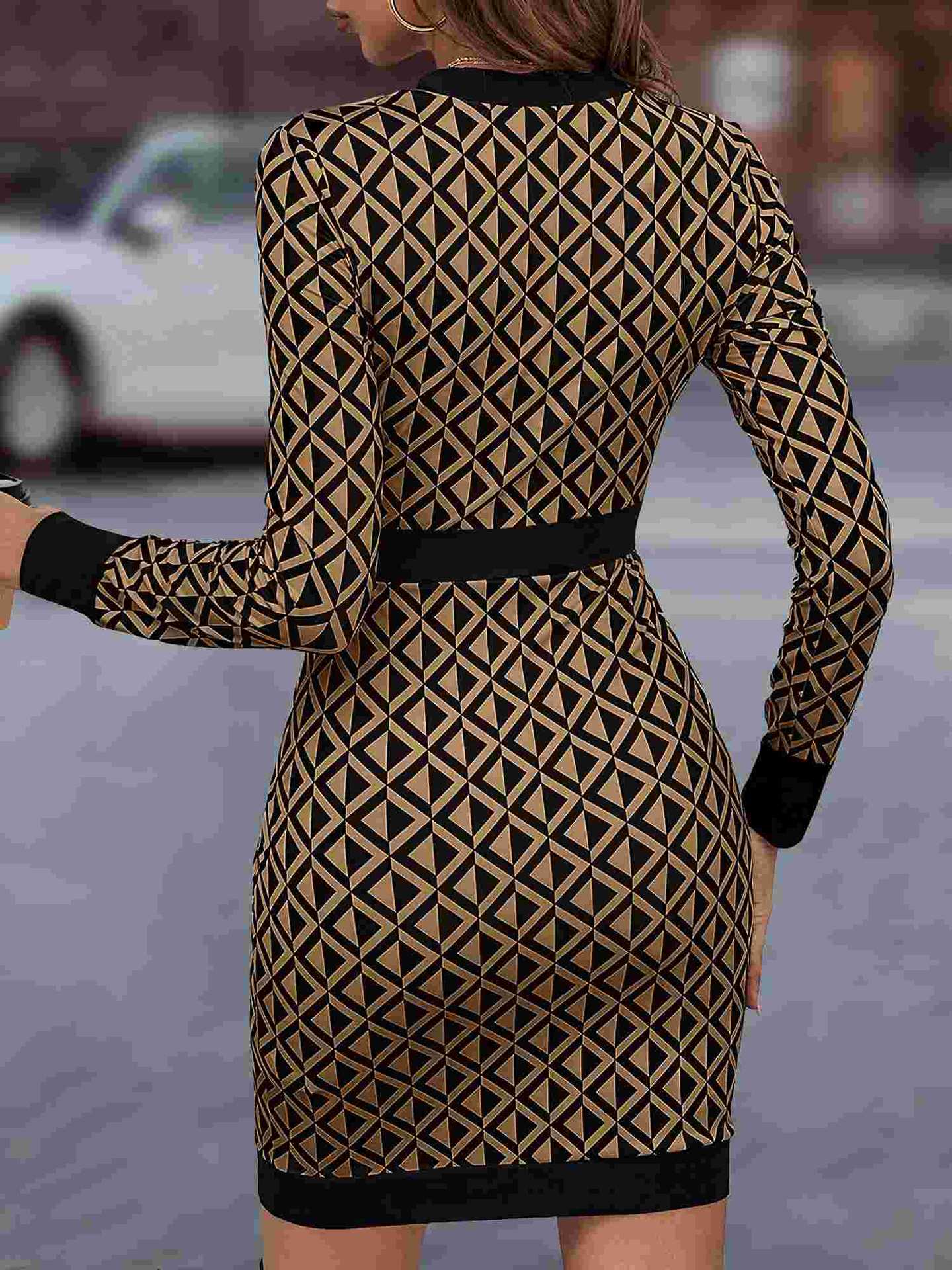 LADIES LONG SLEEVE DRESS COLOUR: COFFEE (SIZE S - XL)