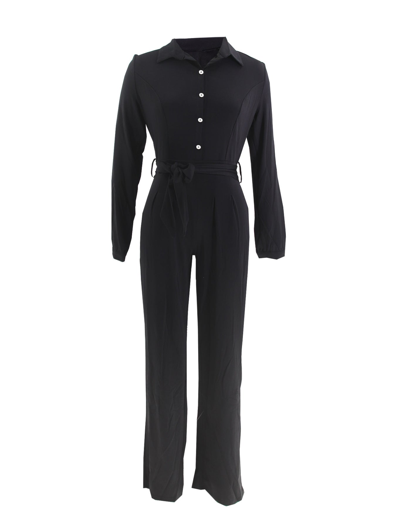 LADIES ONE PIECE JUMPSUIT WITH BELT BLACK (SIZE S - 2XL)