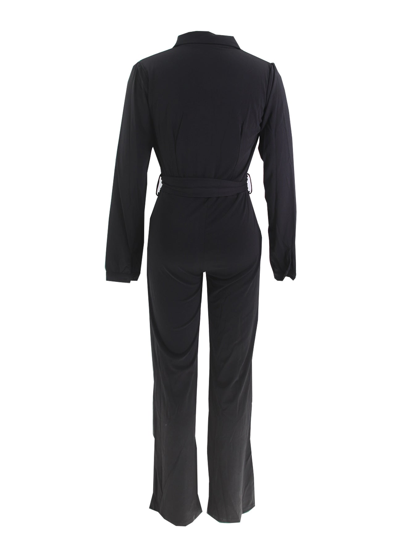 LADIES ONE PIECE JUMPSUIT WITH BELT BLACK (SIZE S - 2XL)